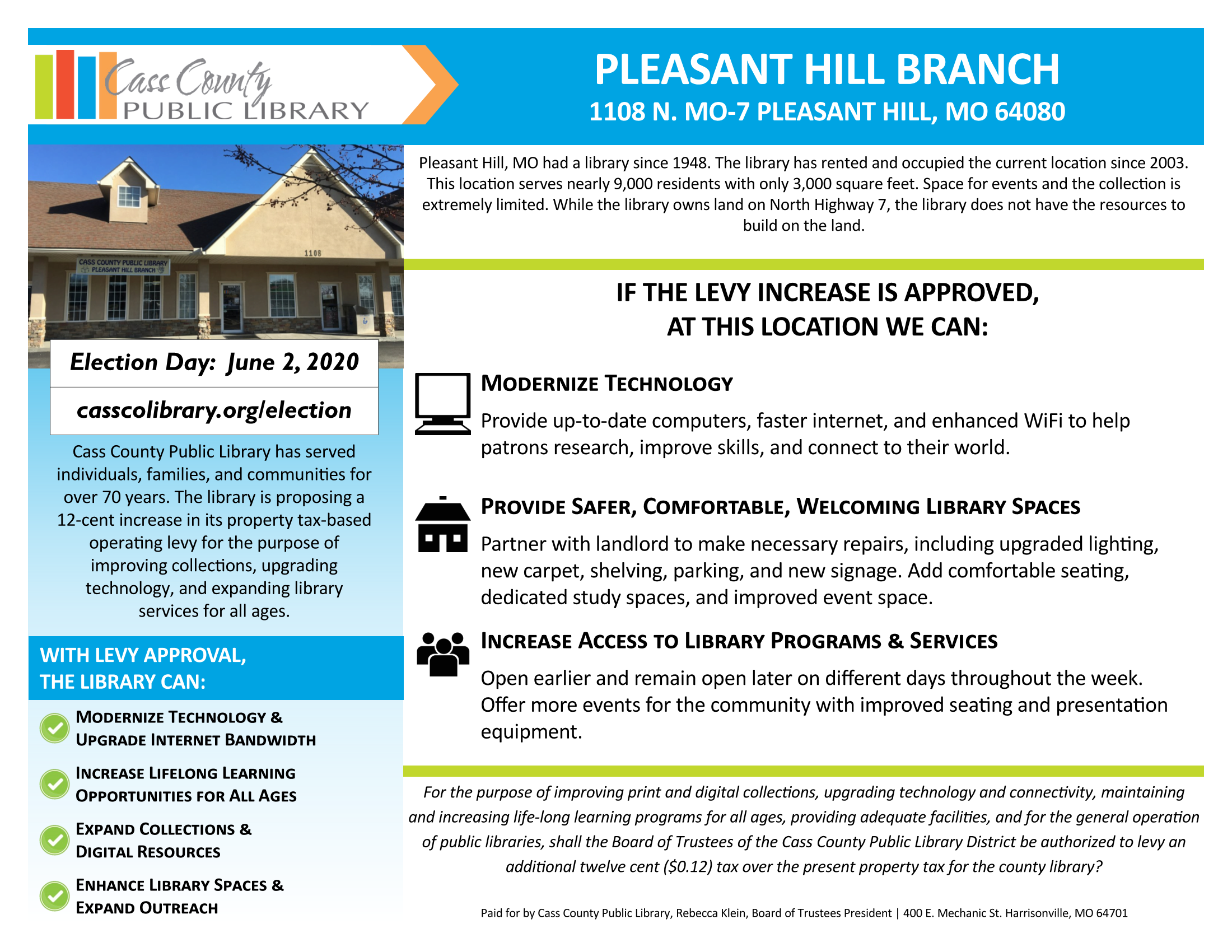 Fact Sheet Pleasant Hill Cass County Public Library